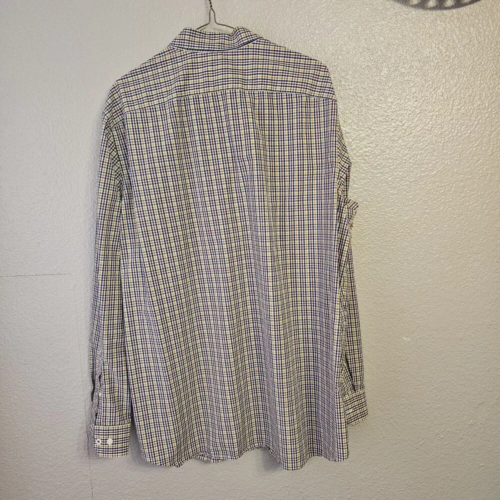 Banana Republic Camden Fit XL Supima Cotton Check Button Up Dress Shirt K359